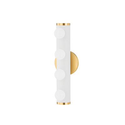 Steel Cylindrical Frame with Opal Matte Globes Wall Sconce