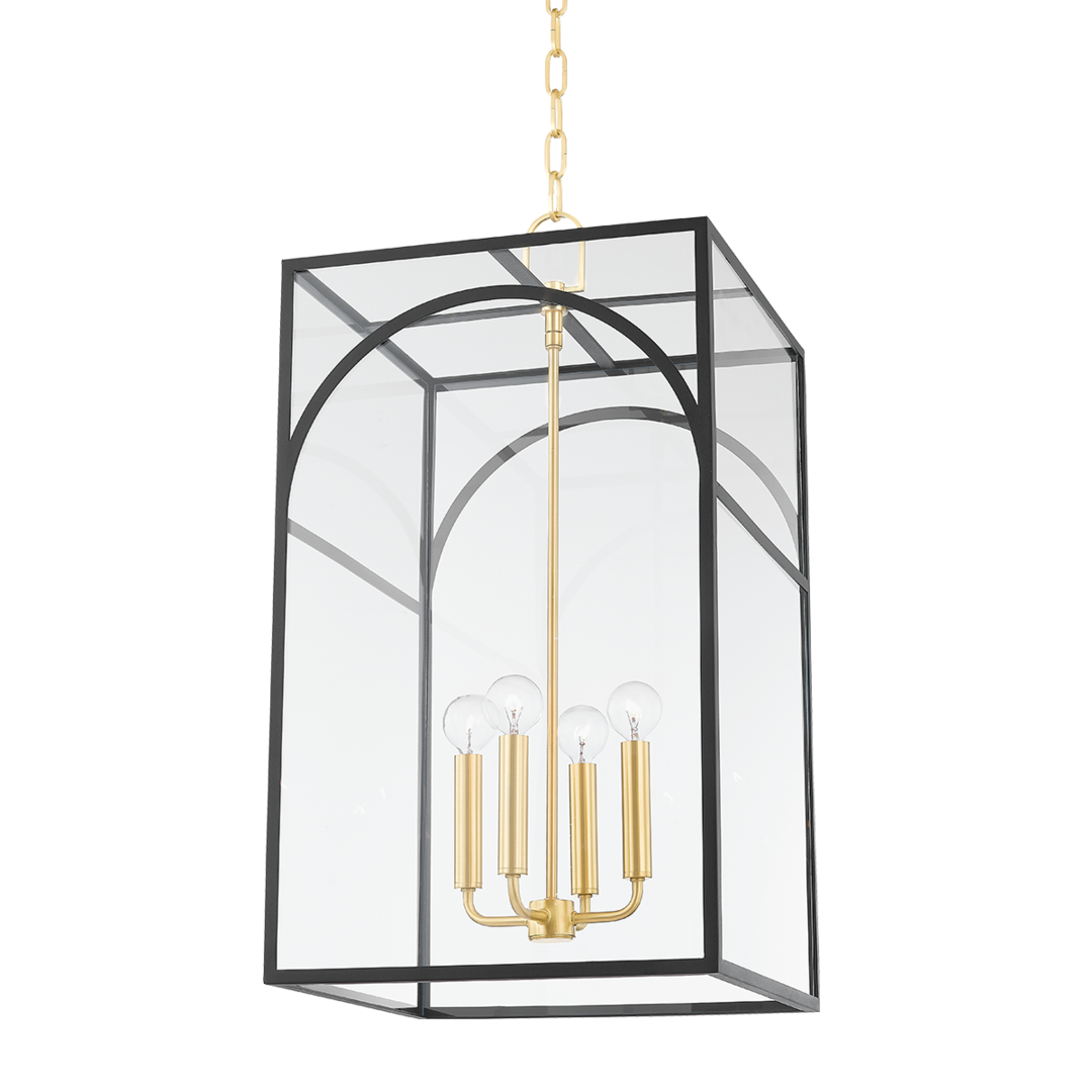 Steel Rectangular Frame with Clear Glass Shade Pendant