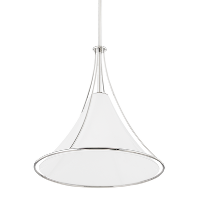 Steel Curved Frame with Opal Glossy Glass Shade Pendant