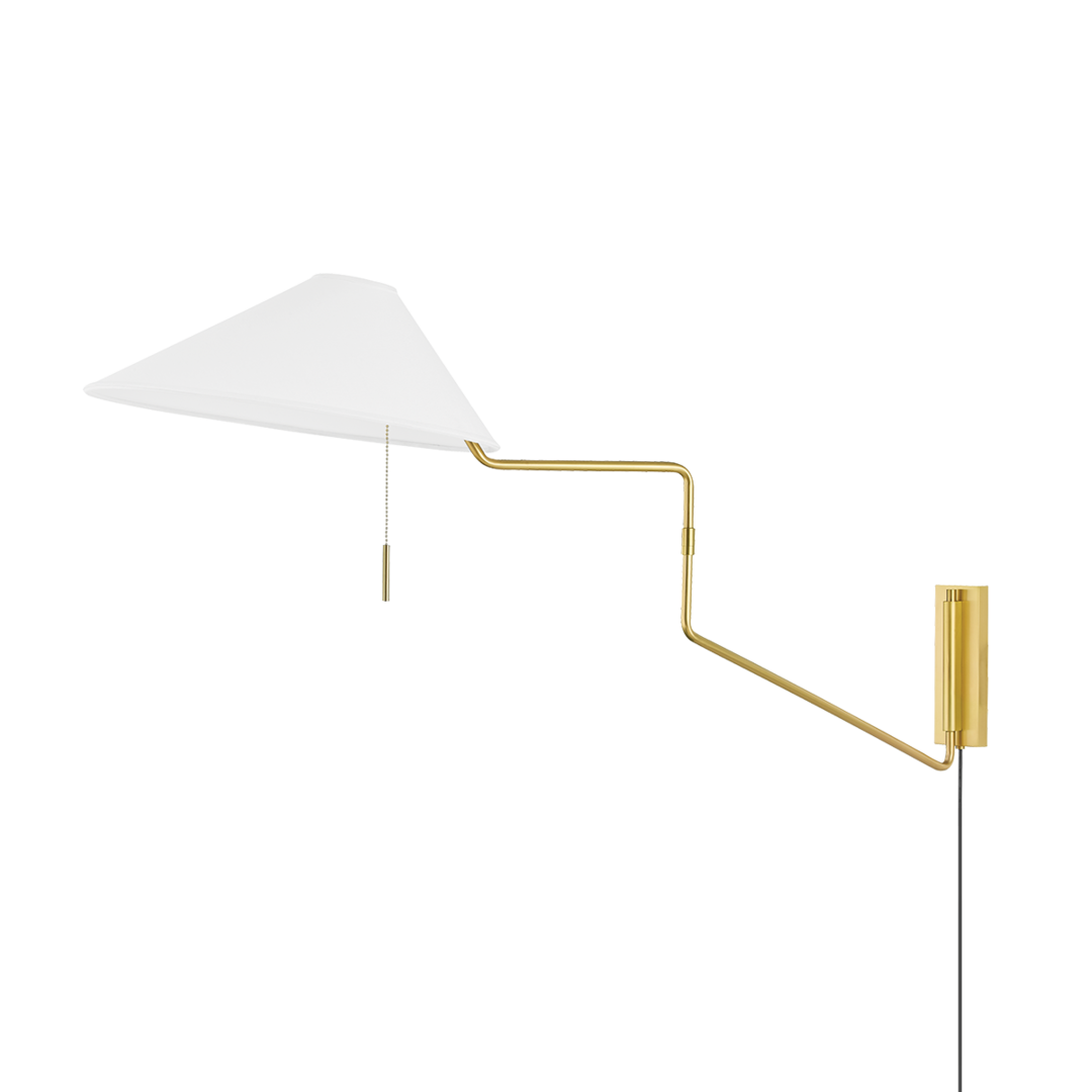 Steel Angled Arm with Shell Shaped Shade Plug In Wall Sconce