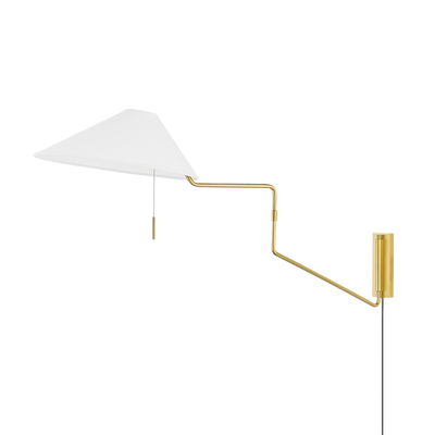 Steel Angled Arm with Shell Shaped Shade Plug In Wall Sconce