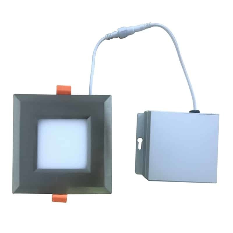 LED 4" Brushed Nickel Slim Square Panel 3 CCT with Round Back