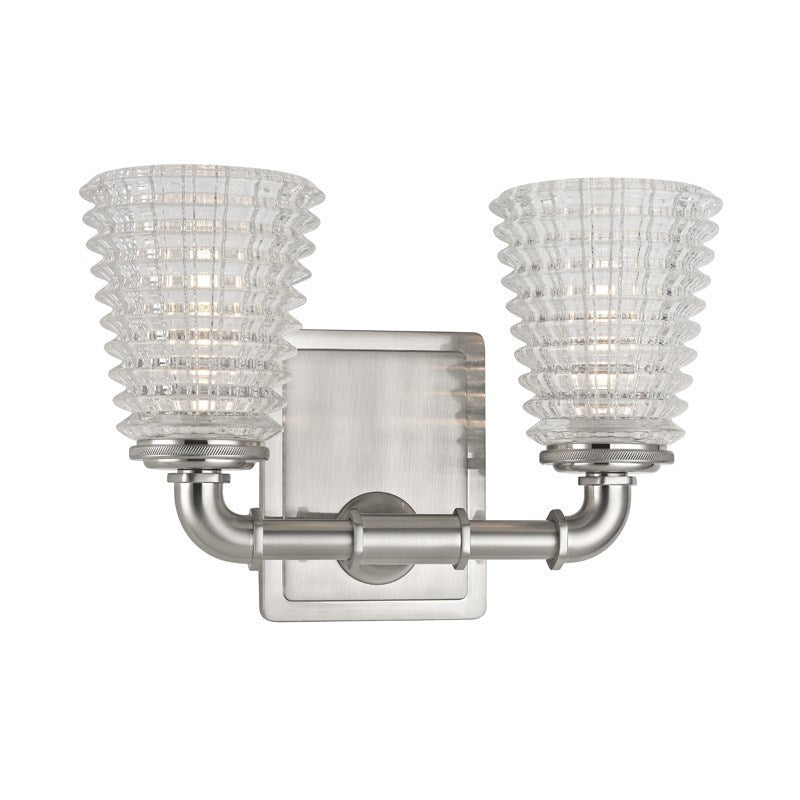 Steel Frame with Clear Prismatic Glass Shade Vanity Light