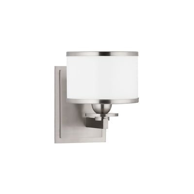 Steel Frame with Opal Glossy Glass Shade Wall Sconce