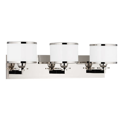 Steel Frame with Opal Glossy Glass Shade Vanity Light