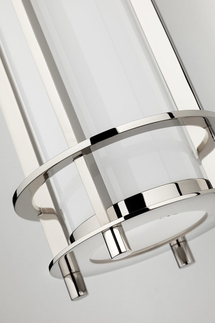 Steel Frame with Cylindrical Opal Glossy Glass Shade Wall Sconce