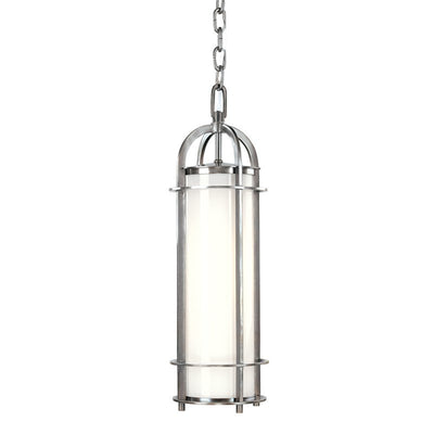 Steel Frame with Cylindrical Opal Glossy Glass Shade Pendant