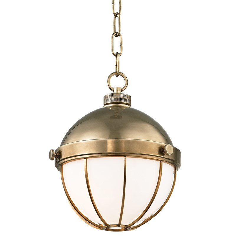 Steel Frame with Half Opaque White Glass Diffuser Pendant