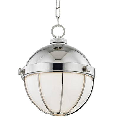 Steel Frame with Half Opaque White Glass Diffuser Pendant