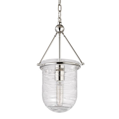 Steel Frame and Rod with Mouth Blown Glass Shade Pendant