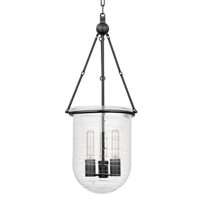 Steel Frame and Rod with Mouth Blown Glass Shade Pendant