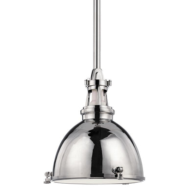 Steel Industrial Shade with Etched Glass Diffuser Pendant