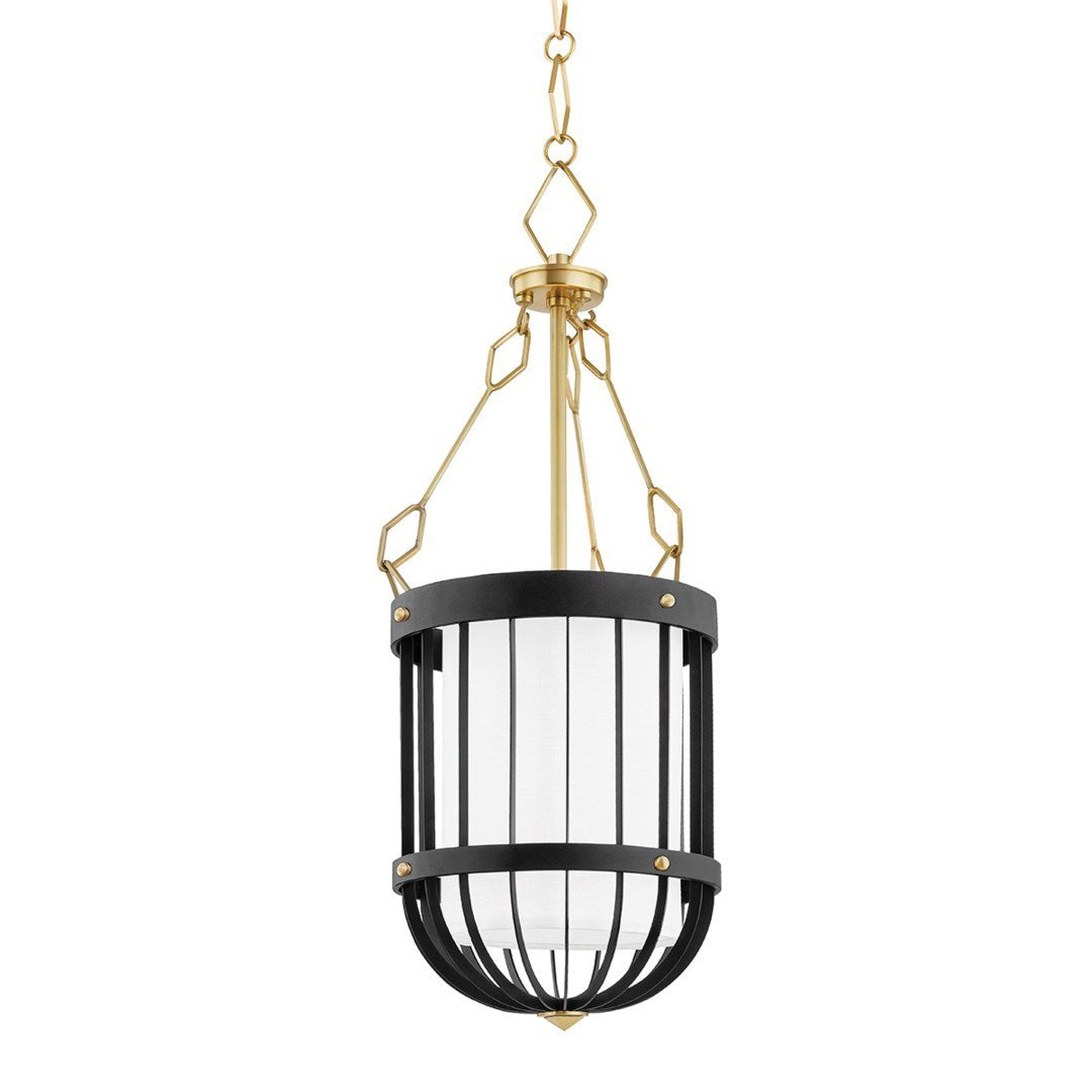 Steel Caged Frame with Belgian Linen Shade Pendant