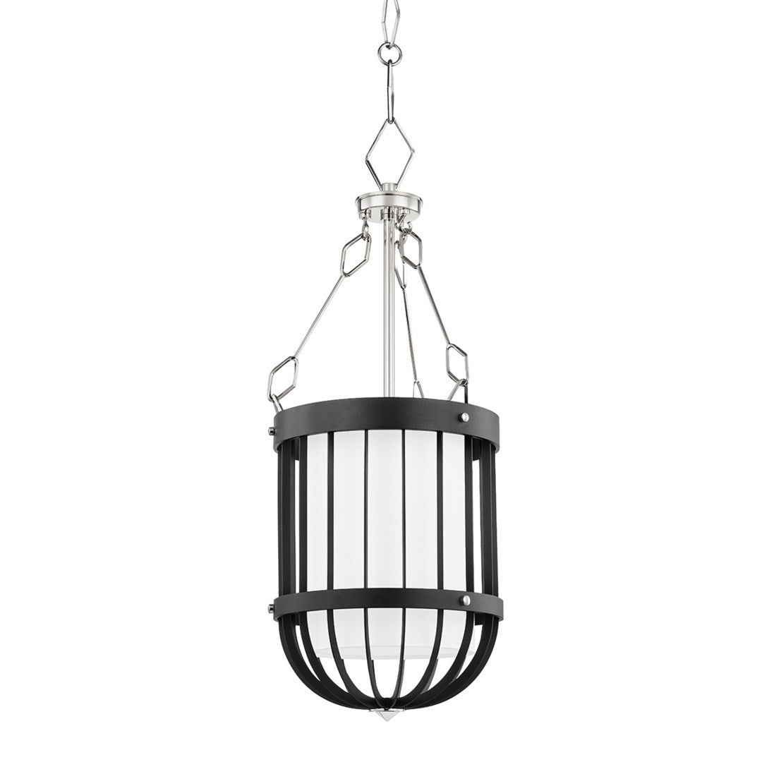 Steel Caged Frame with Belgian Linen Shade Pendant