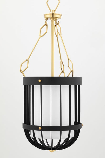 Steel Caged Frame with Belgian Linen Shade Pendant