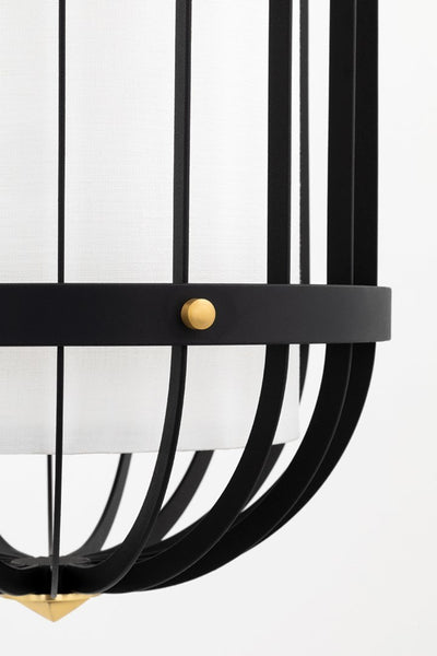 Steel Caged Frame with Belgian Linen Shade Pendant