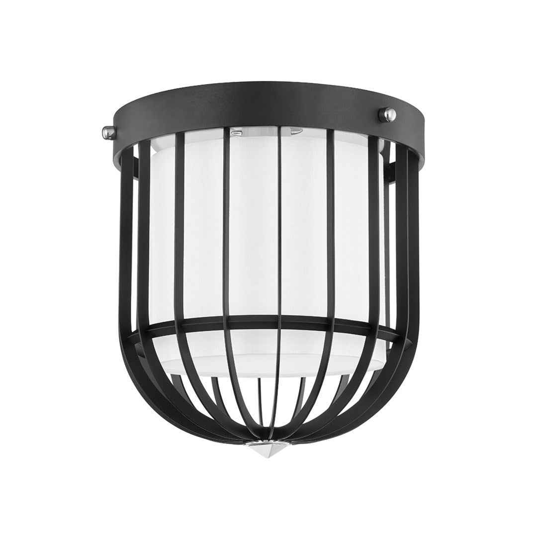 Steel Caged Frame with Belgian Linen Shade Flush Mount