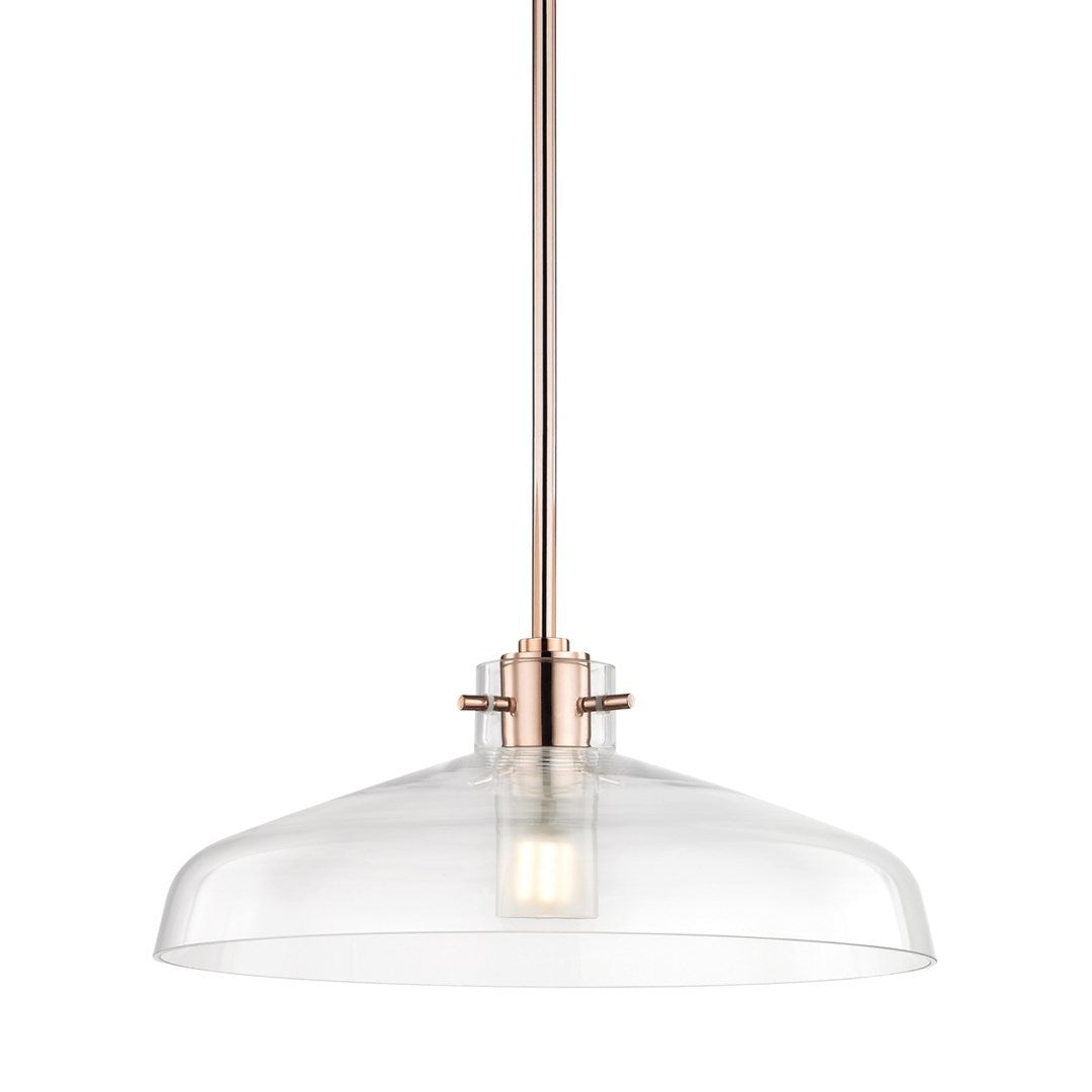 Polished Copper Frame with Clear Glass Shade Pendant