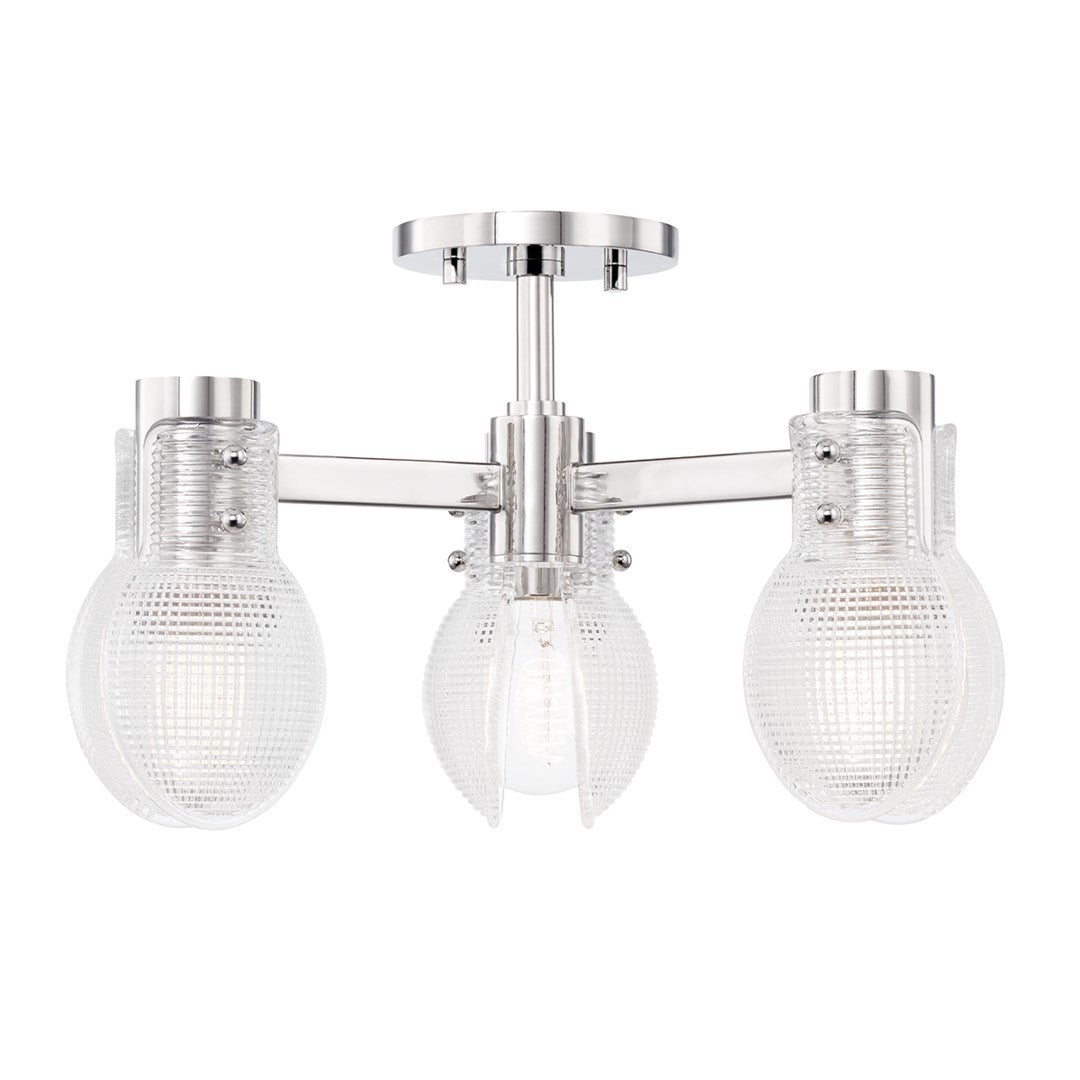 Polished Nickel Frame with Chic Glass Shade Semi Flush Mount