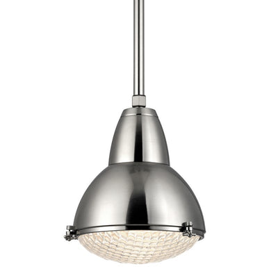 Steel Frame with Clear Ribbed Glass Diffuser Pendant