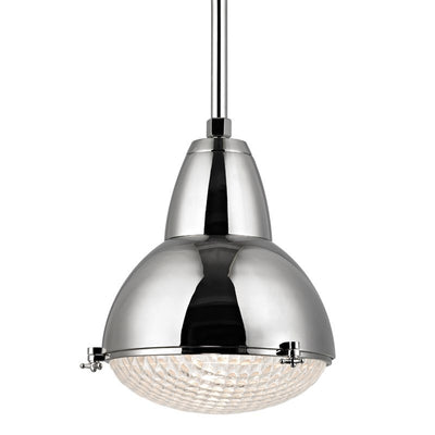 Steel Frame with Clear Ribbed Glass Diffuser Pendant
