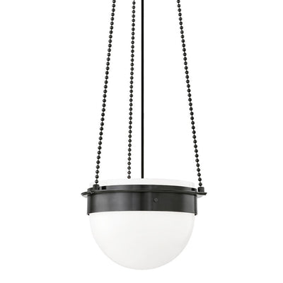 Steel Frame and Chain with White Glass Shade Pendant