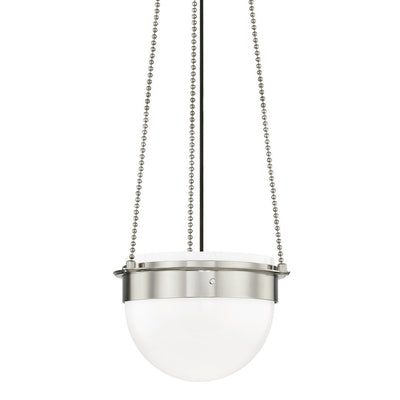 Steel Frame and Chain with White Glass Shade Pendant