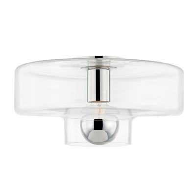 Steel Frame with Clear Glass Drum Shade Flush Mount