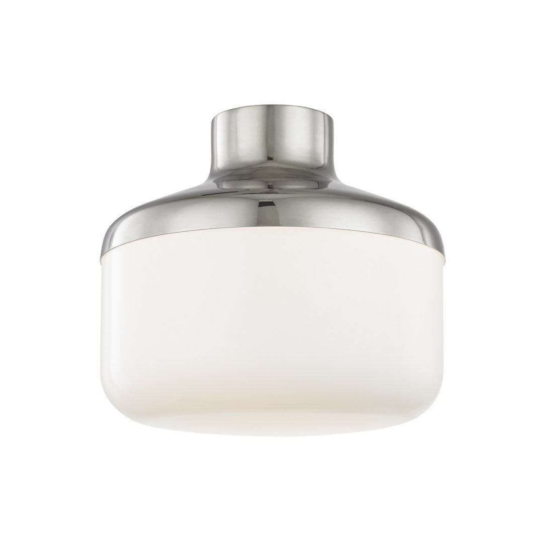 Steel Frame with White Glass Shade Flush Mount