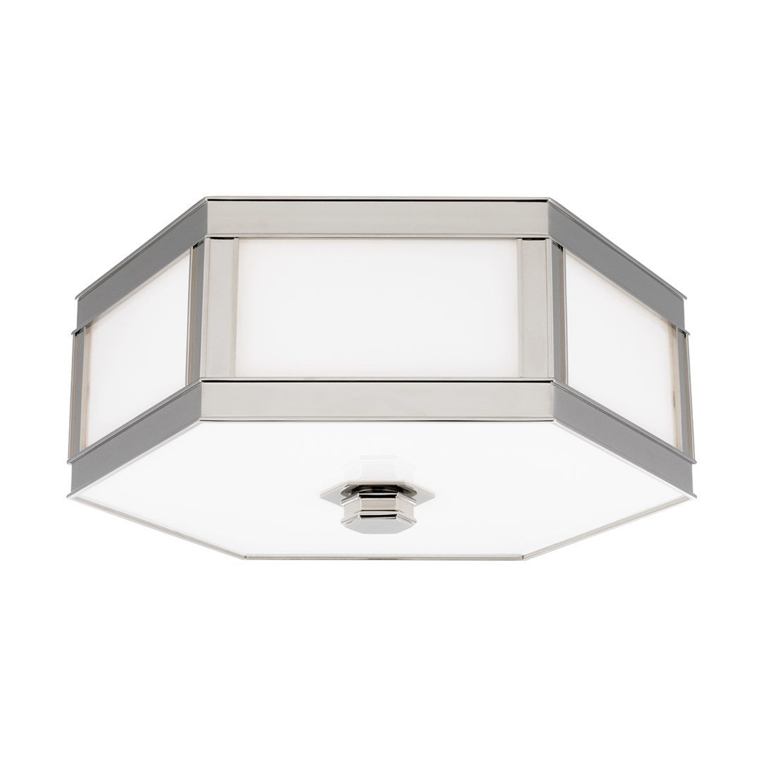Steel Frame with Frosted Glass Shade Hexagon Flush Mount