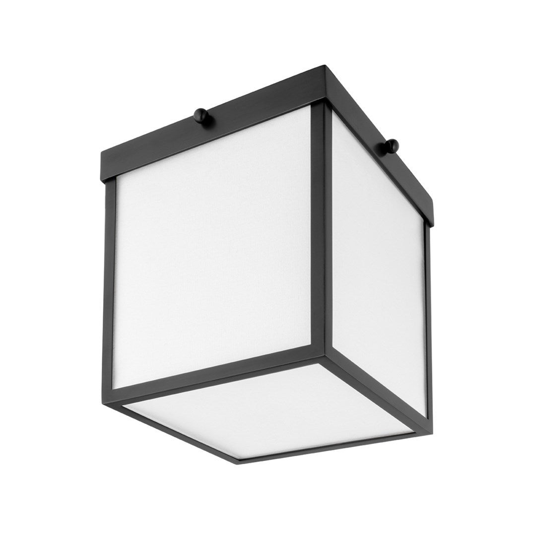 Steel Box Frame with White Glass Shade Flush Mount