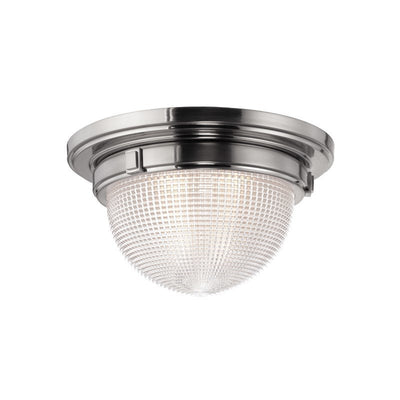 Steel Frame with Clear Pressed Prismatic Glass Shade Flush Mount