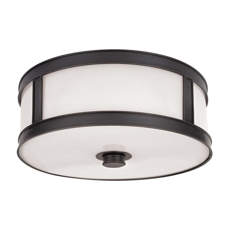 Steel Frame with Opal Drum Glass Shade Flush Mount