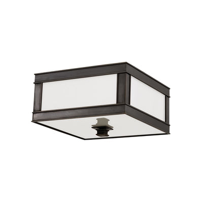 Steel Square Frame with Opal Glass Shade Flush Mount