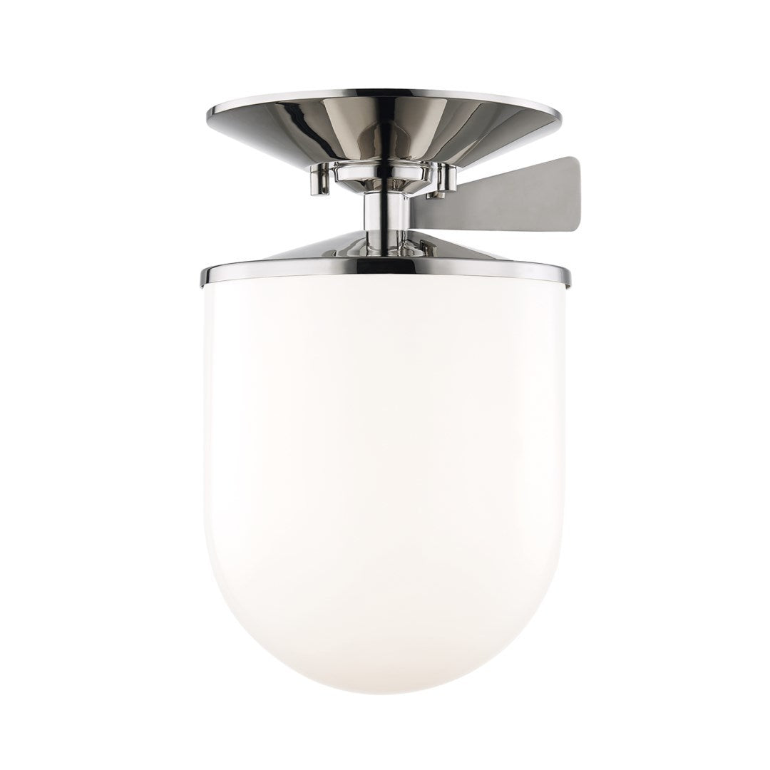 Polished Nickel Frame with Opal Glossy Glass Shade Flush Mount