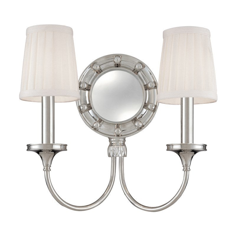 Steel Frame with Mirror and Fabric Shade Wall Sconce