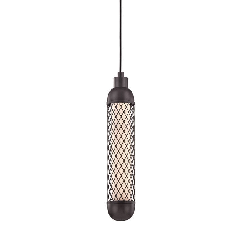 Steel Caged Frame with Cylindrical Glass Tube Pendant