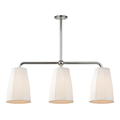 Steel Frame with Faux Silk Off White Shade Linear Pendant
