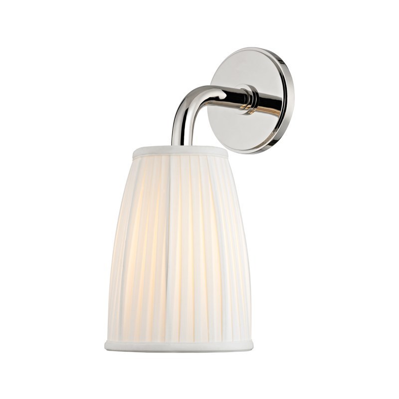 Steel Frame with Faux Silk Off White Shade Wall Sconce
