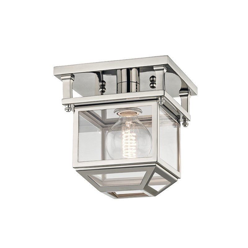 Steel Caged Frame with Clear Glass Shade Flush Mount