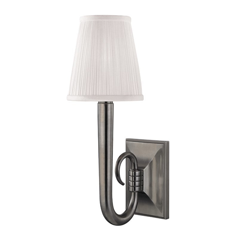 Steel Curve Arm with White Silk Shade Wall Sconce