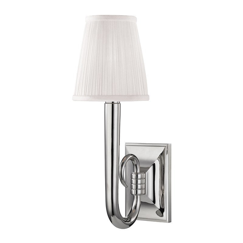 Steel Curve Arm with White Silk Shade Wall Sconce