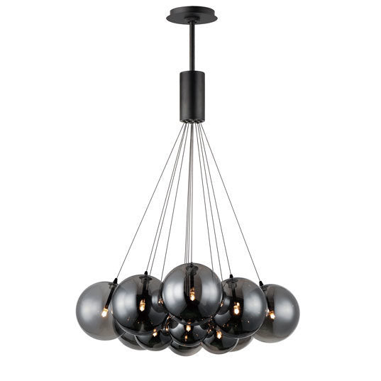 Burst - Multiple Light LED Chandelier in Black with Smoke Glass by ET2 Lighting