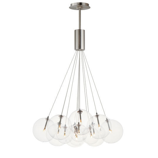 Burst - Multiple Light LED Chandelier in Satin Nickel with Clear Glass by ET2 Lighting