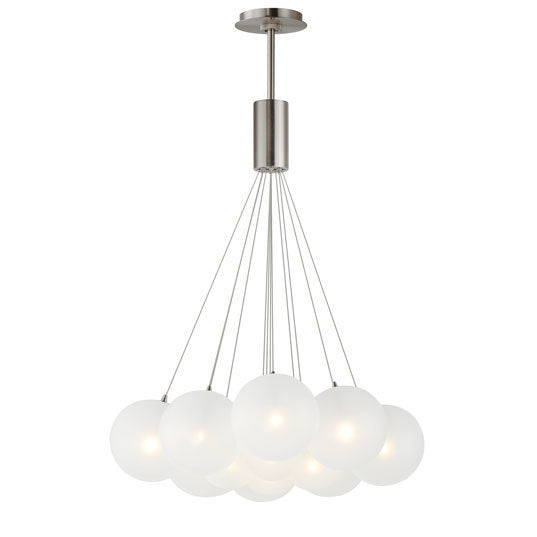Burst - Multiple Light LED Chandelier in Satin Nickel with White Glass by ET2 Lighting