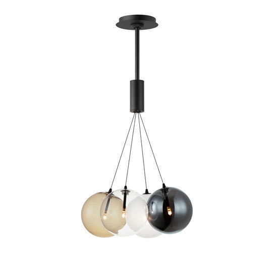 Burst - Multiple Light LED Pendant in Black with Multi Color Glass by ET2 Lighting