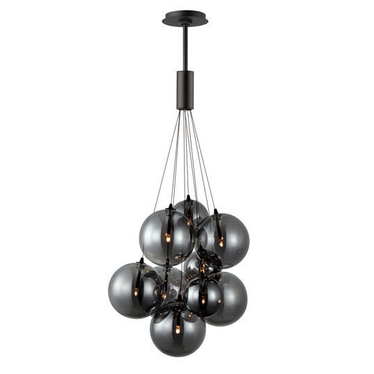 Burst - Multiple Light LED Pendant in Black with Smoke Glass by ET2 Lighting