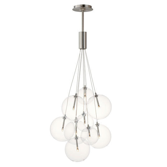 Burst - Multiple Light LED Pendant in Satin Nickel with Clear Glass by ET2 Lighting