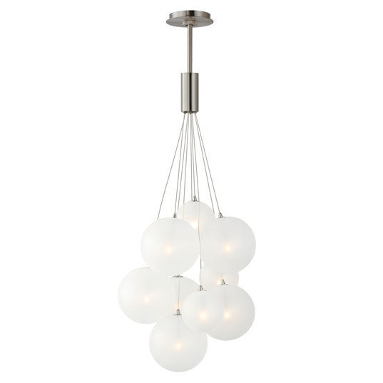 Burst - Multiple Light LED Pendant in Satin Nickel with White Glass by ET2 Lighting