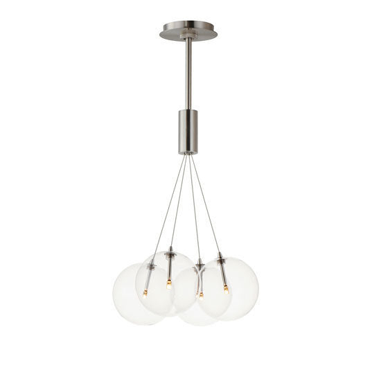 Burst - Multiple Light LED Pendant in Satin Nickel with Clear Glass by ET2 Lighting